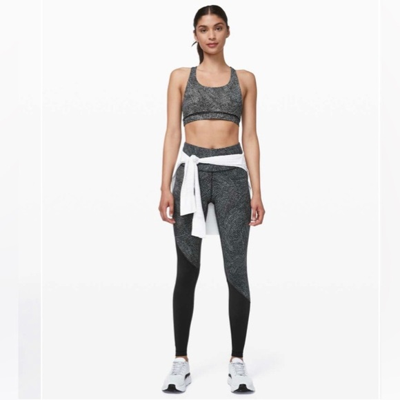 Lululemon Speed Wunder Tight Asym Free Spirit Ice Grey Black Womens Size 6 - Picture 2 of 10